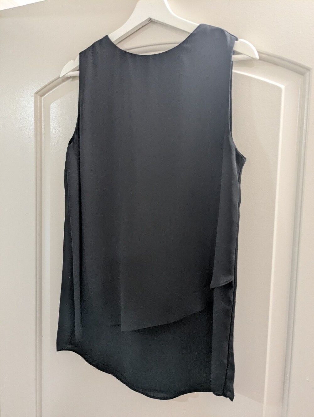 Peck & Peck M Black Sleeveless Layered Blouse Gold Zipper Work Tank